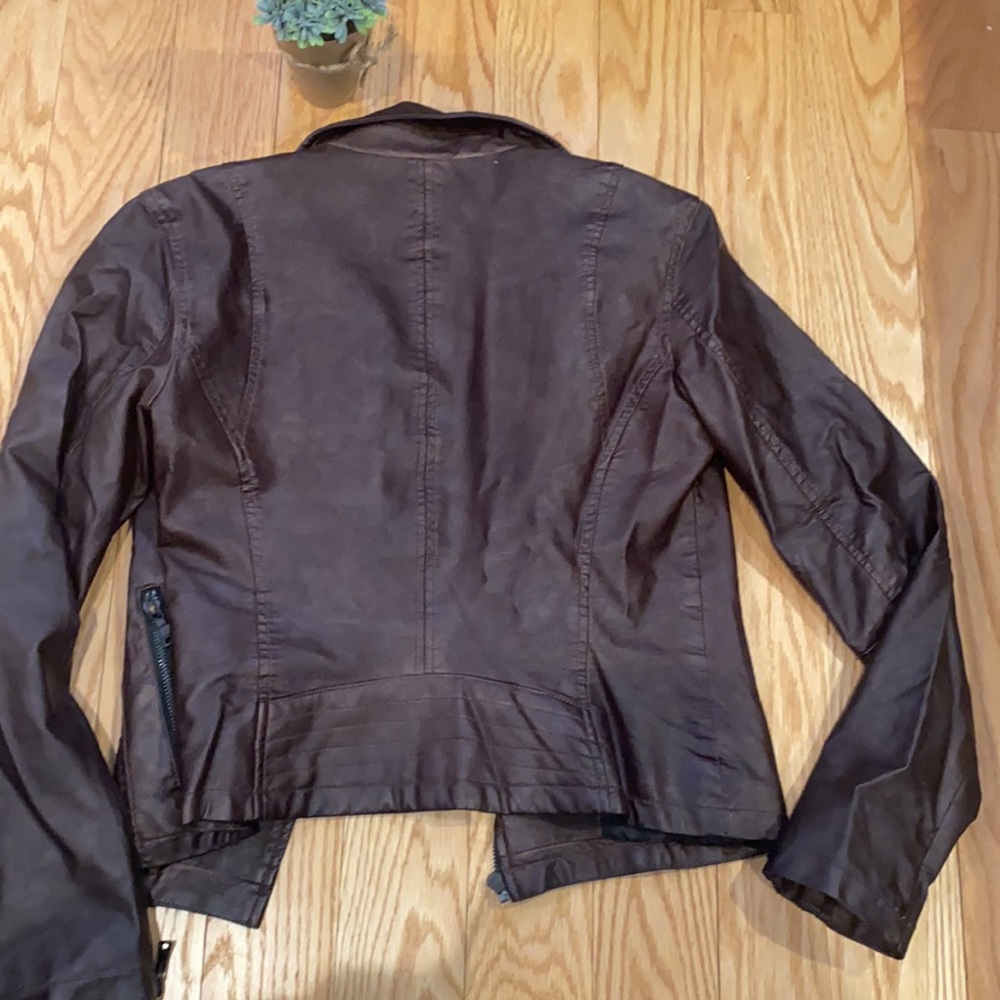 Express Brown Oiled Pleather Jacket - image 6